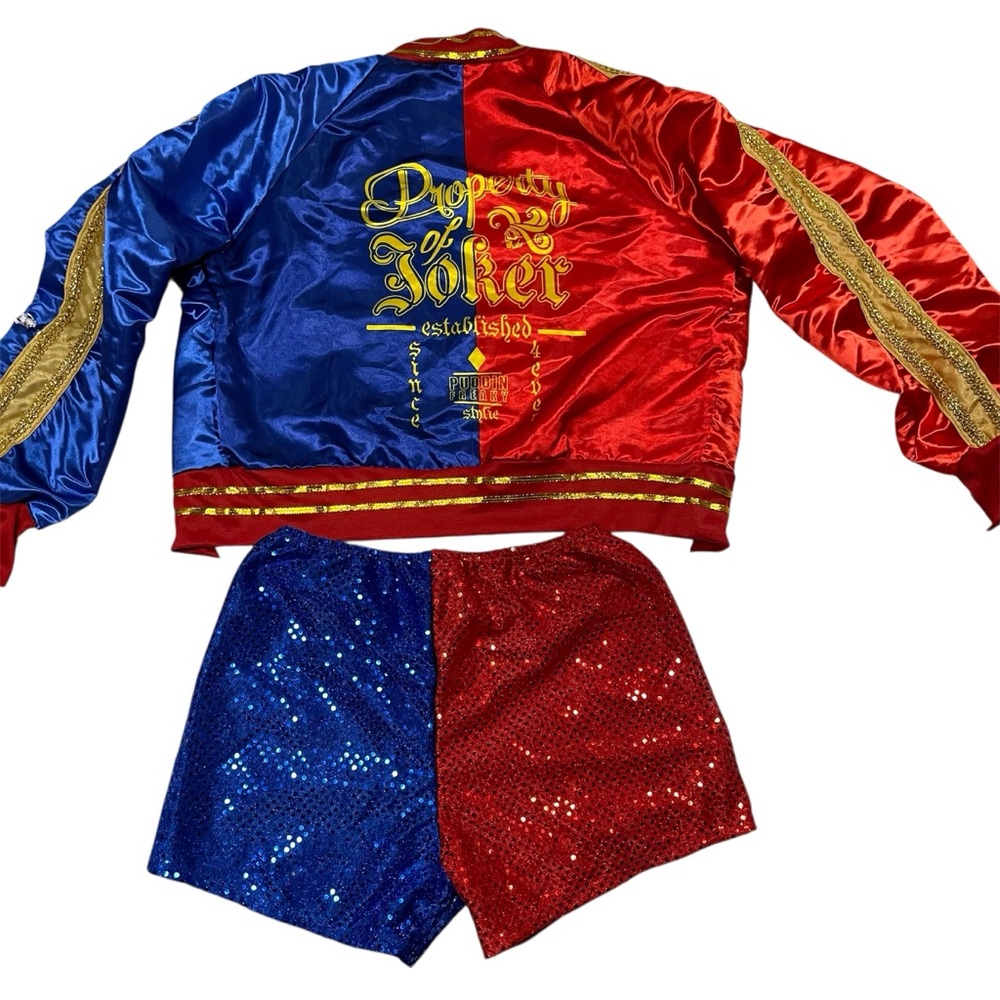 Suicide Squad Harley Quinn Red and Blue Cosplay Costume, L